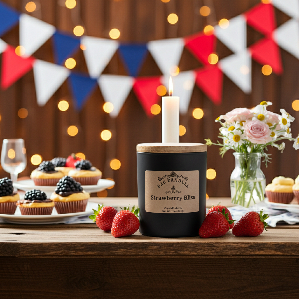 Strawberry Bliss Candle: 11oz Soy Wax Candle