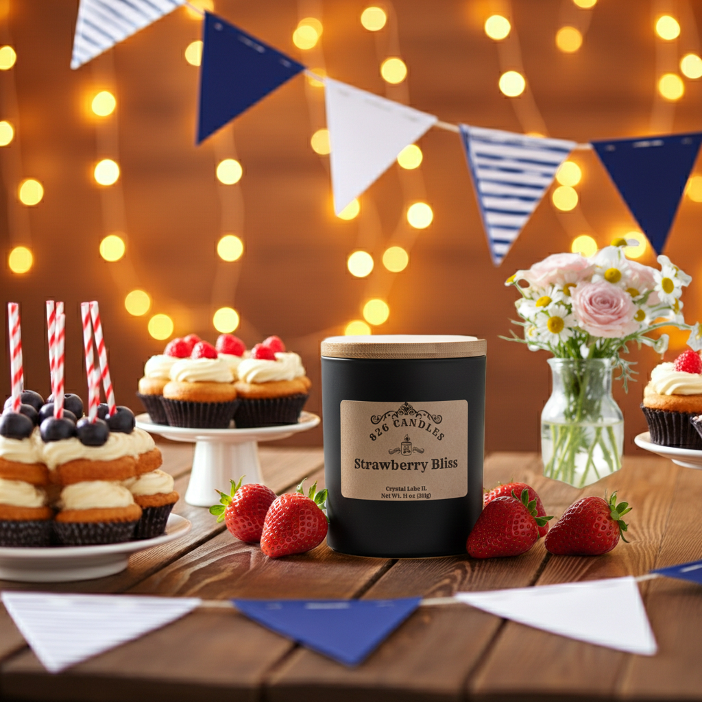 Strawberry Bliss Candle: 11oz Soy Wax Candle