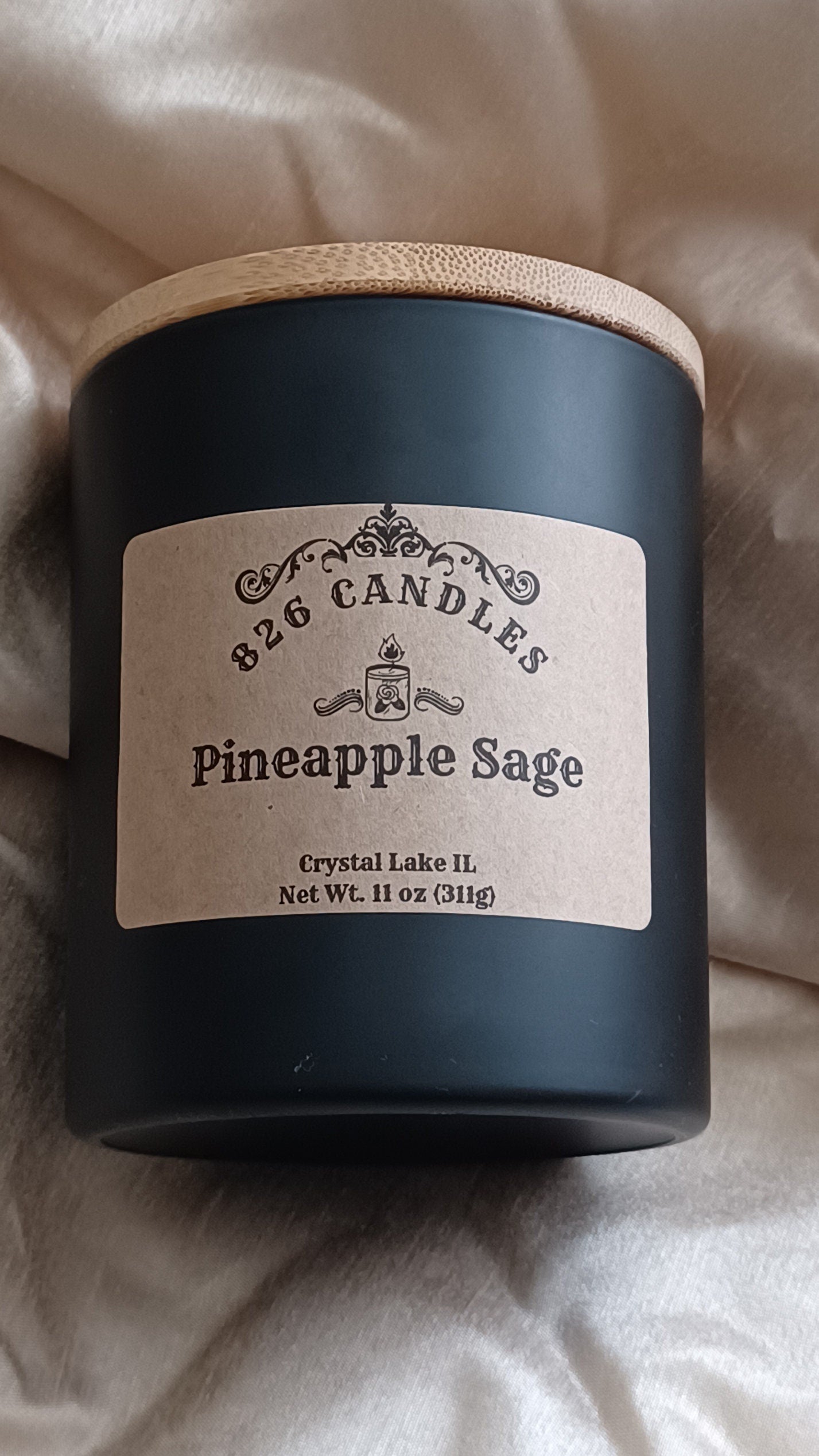 Pineapple Sage Candle: Tropical Scent, Soy Wax Blend (11 oz)