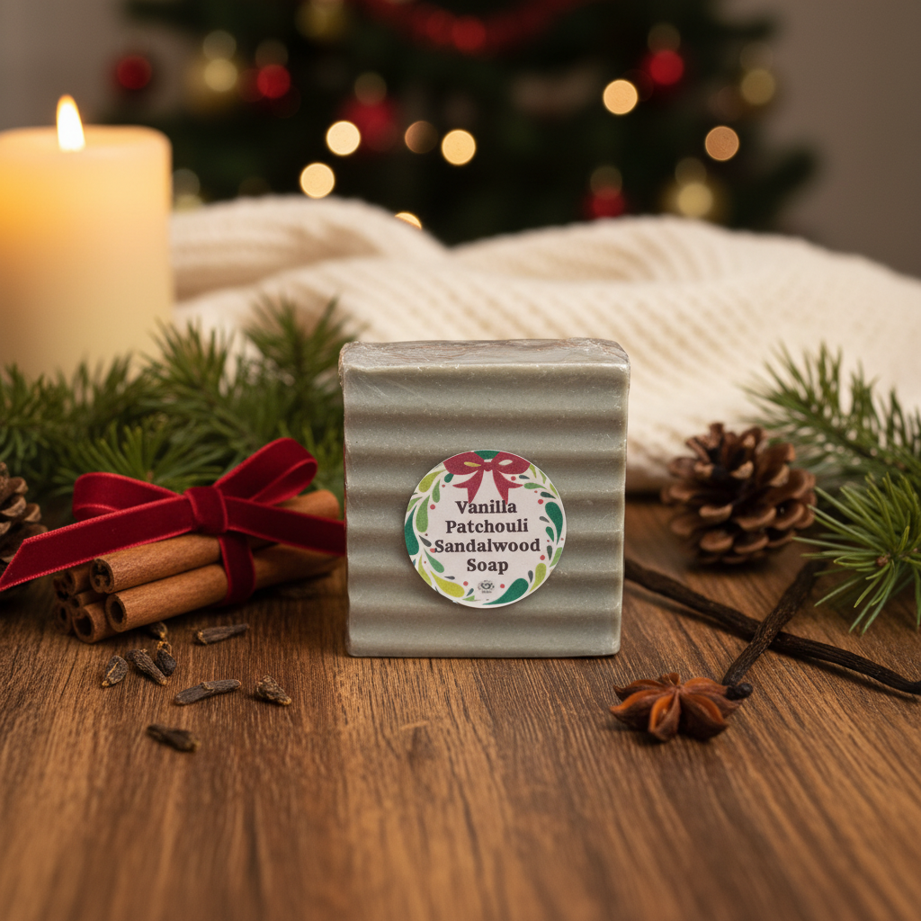 Handmade Christmas Soap – Vanilla • Patchouli • Sandalwood