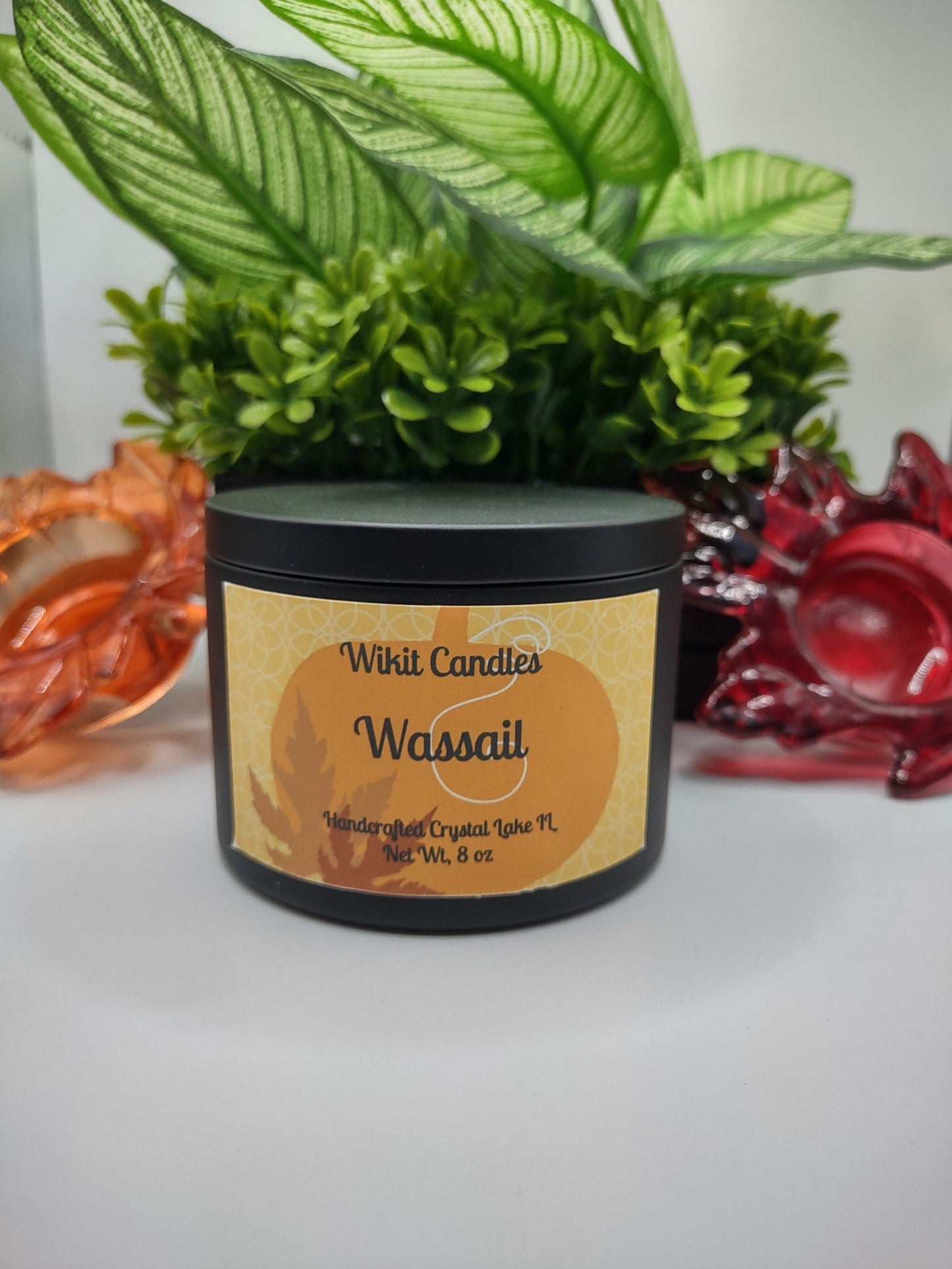 Wassail scented, Autumn Orchard scented, Gingerbread House scented, all 8oz candle black tins.