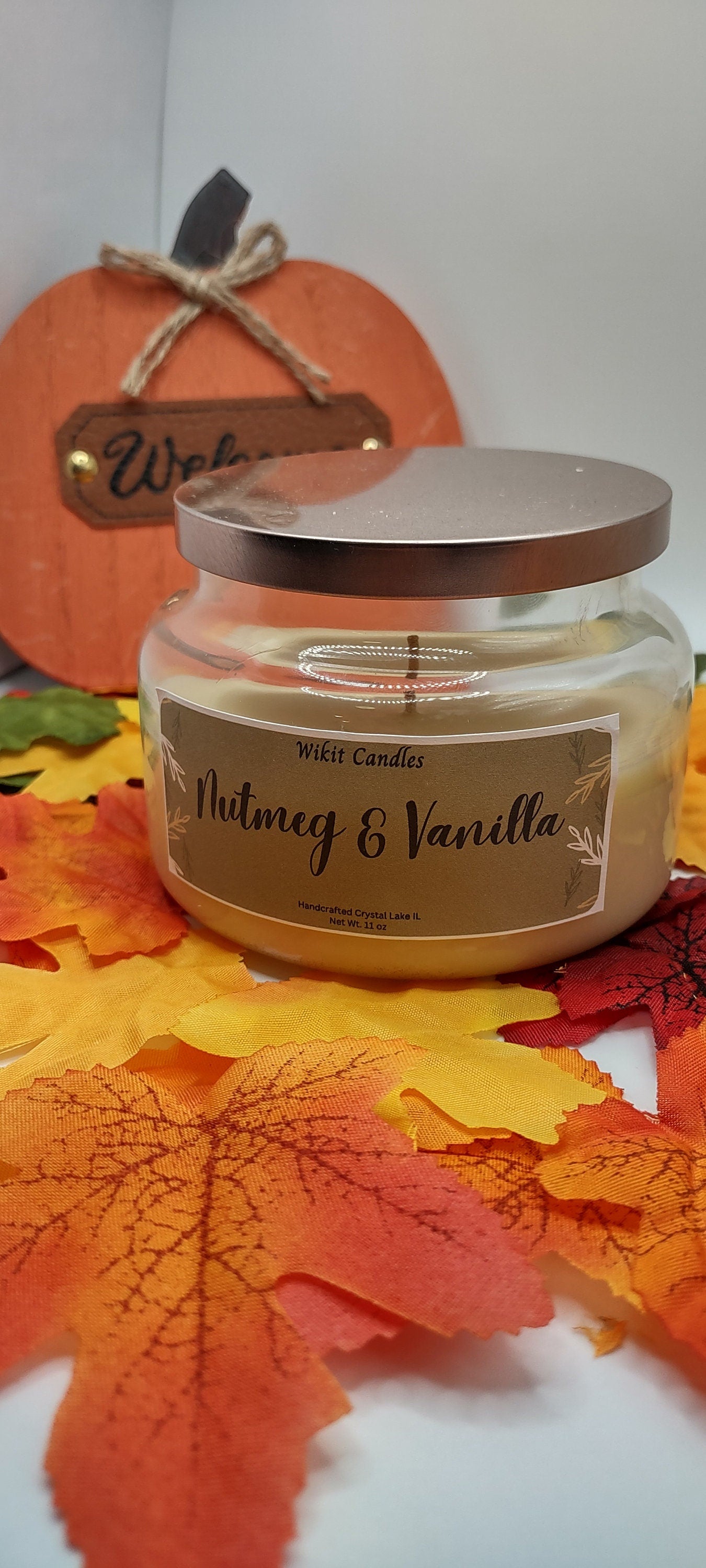 Nutmeg & Vanilla 11oz candle gifts for housewarming gifts for fall ,fall decor