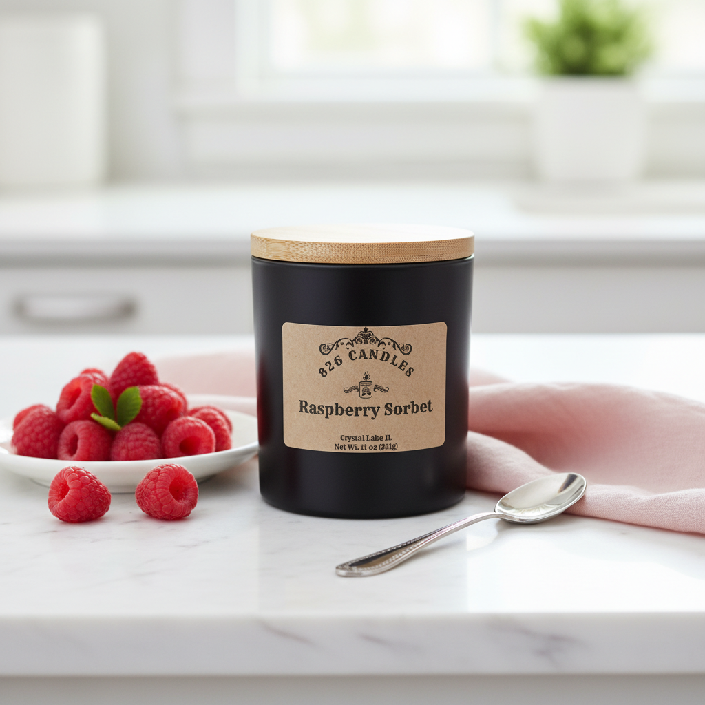 Raspberry Sorbet Candle in Fresh Summery Setting