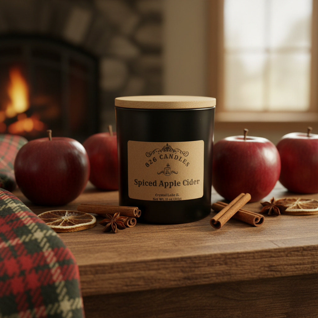 Spiced Apple Cider Candle in Warm Festive Setting