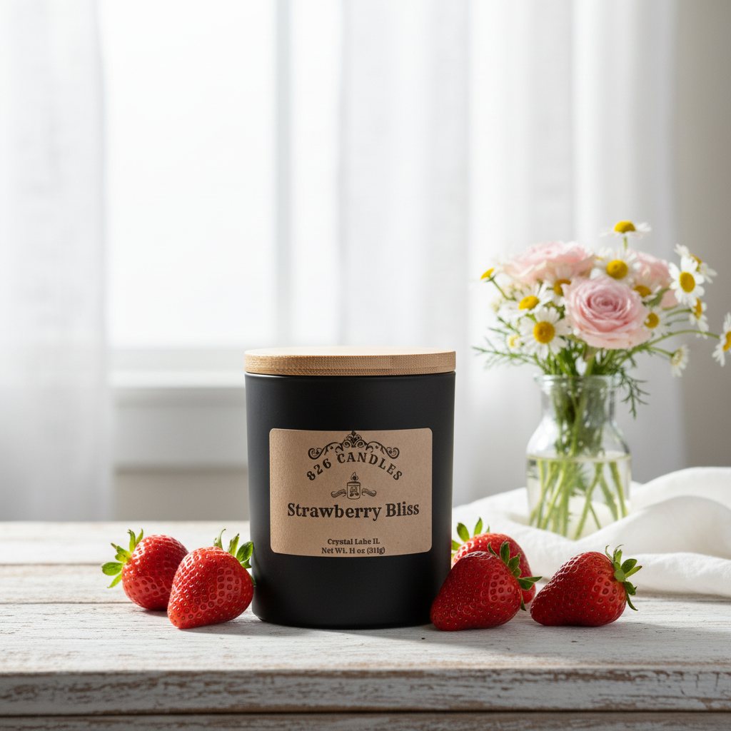 Strawberry Bliss Candle: 11oz Soy Wax Candle